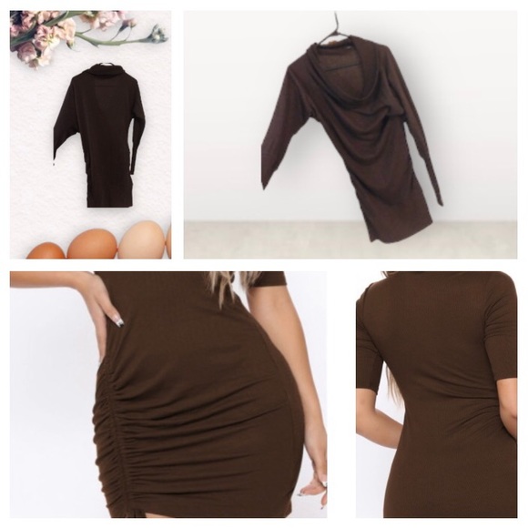 -Gorgeous little brown dress with droopy neckline- - Picture 3 of 6